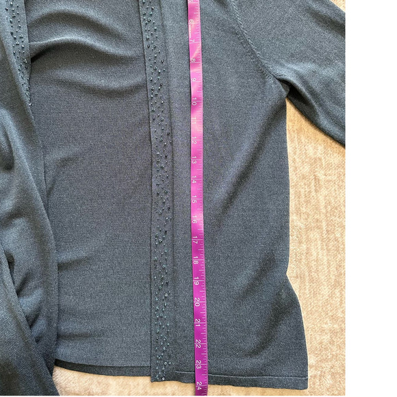 Elieen Fisher Blue Silk Skirt Set with Embellished Tank and Cardigan Size M - Picture 13 of 16